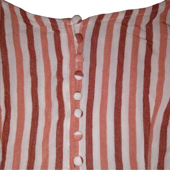 Forever 21 Super Cute Over the Shoulder Striped Crop Top with Ruffles 🧡❤️ - Picture 4 of 7
